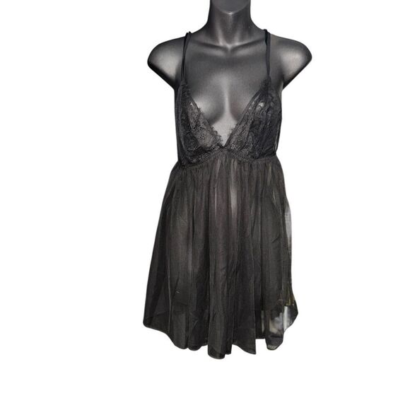 Beautiful Victoria's Secret Lace Babydoll size XL Black  GOOD CONDITION - Picture 1 of 7